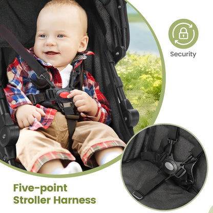 Compact Umbrella Stroller with Reclining Seat, Lightweight Folding Travel Pushchair with Canopy and Pop-Out Sun Visor in Pink or Gray