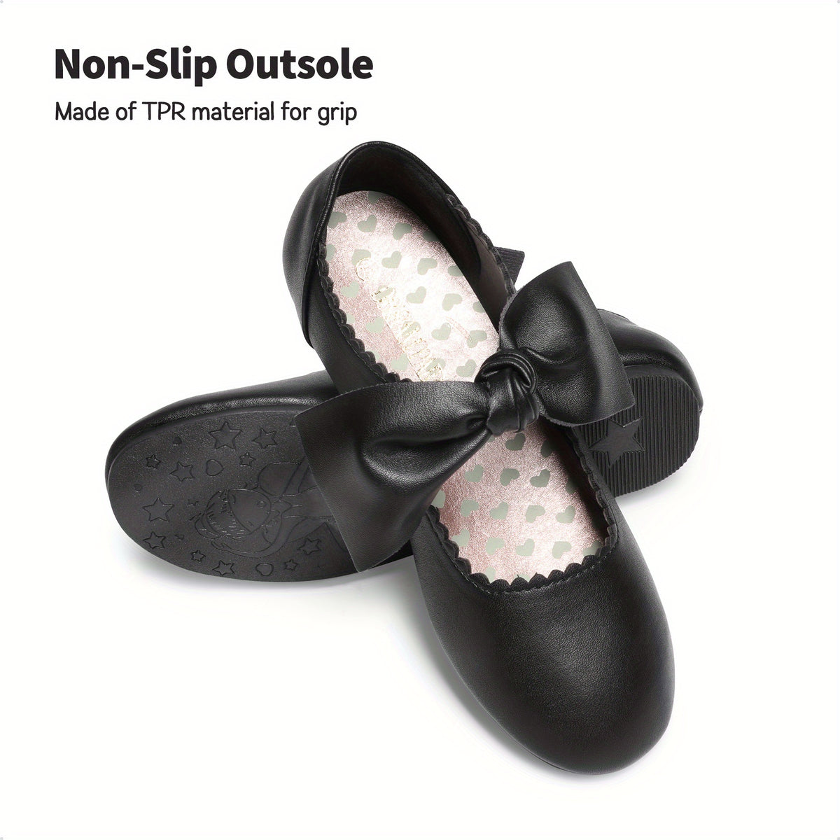 Girls Ballet Dress Flats with Bow and Elastic Strap, Soft Padded Mary Jane Shoes for Toddler, Little Kid & Big Kid Weddings, Parties and Christmas Outfits