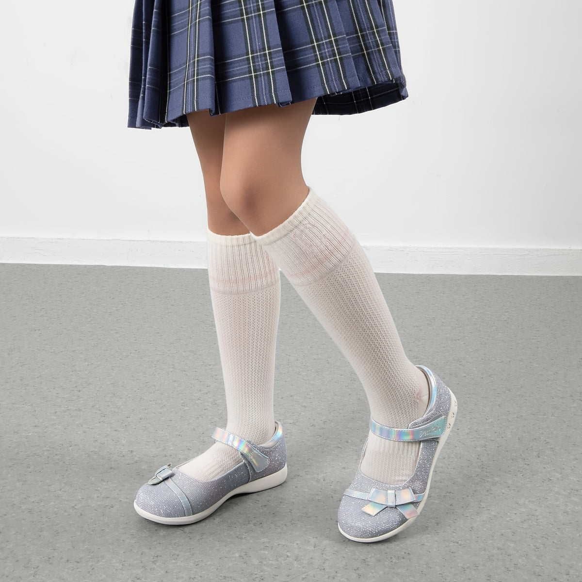 Latex-Cushioned Bow Mary Jane School Flats for Girls - Hook & Loop Strap, Round Toe, Comfortable Everyday Shoes for Toddler, Little Kid & Big Kid, Great for School, Party & Special Occasions
