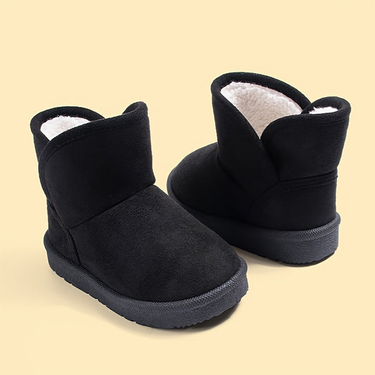 Fleece-Lined Toddler Snow Boots for Girls, Soft-Soled Mid-Calf Winter Shoes in Khaki, Black or Camel for Cozy Cold-Weather Outings