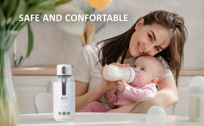 Rechargeable Formula Water Warmer by IXTECH, 8 oz Portable Electric Travel Flask with Adjustable Temperature Control and Leak-Resistant Spout