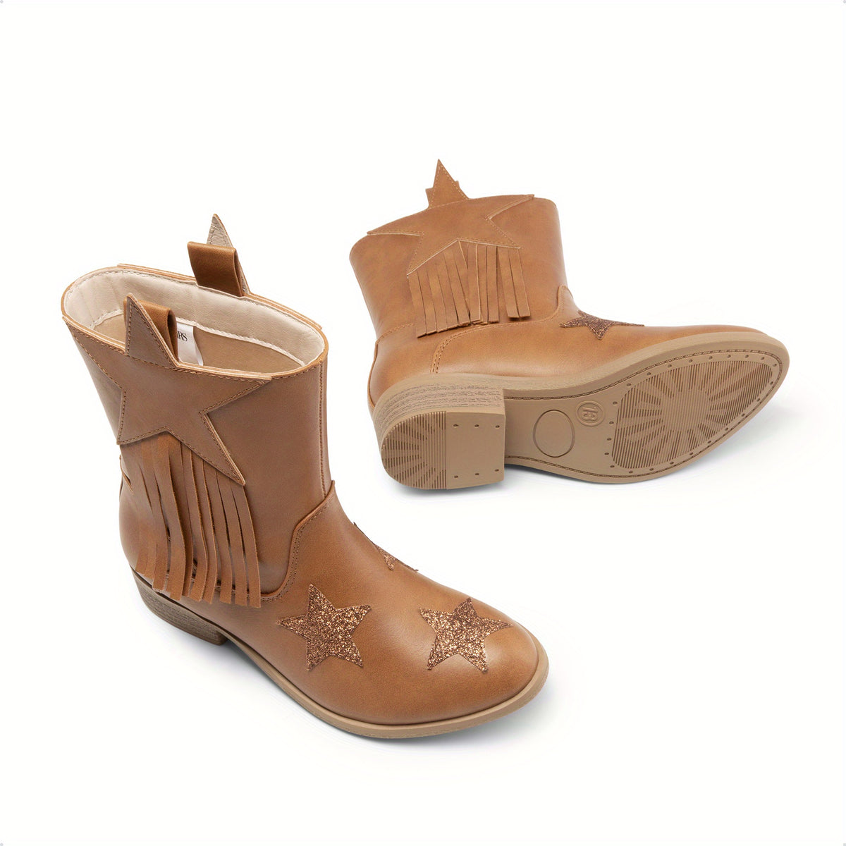 Girls Tassel Cowgirl Boots by DREAM PAIRS, Western Mid-Calf Cowboy Style for Toddler, Little Kid and Big Kid Sizes, Golden, Camel or White Color Options