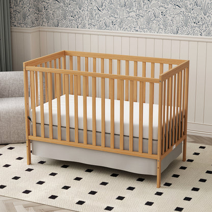5-in-1 Convertible Crib by Goldzone, New Zealand Pine Wood Baby Crib with 4 Adjustable Mattress Heights, Toddler, Daybed and Full-Bed Options