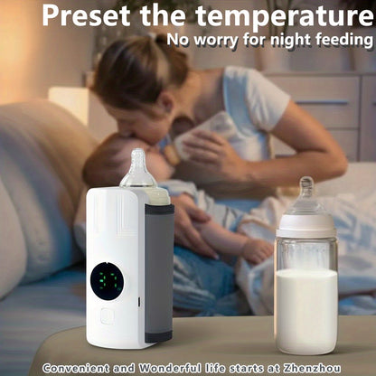 Cordless Bottle Warmer Sleeve for Breastmilk, USB Rechargeable 2000mAh Portable Milk Heater and Insulating Wrap in White for Home and Outings