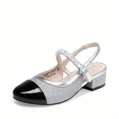 Girls Slingback Party Heels with Round Toe, Dress Shoes for Little and Big Kids for Weddings, Flower Girl Outfits and Princess-Inspired Occasions