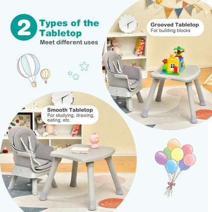 8-in-1 Baby High Chair with Activity Table, BABYJOY Convertible Feeding Seat with Removable Tray, Booster Mode and 5-Point Harness for Ages 6 Months to 6 Years