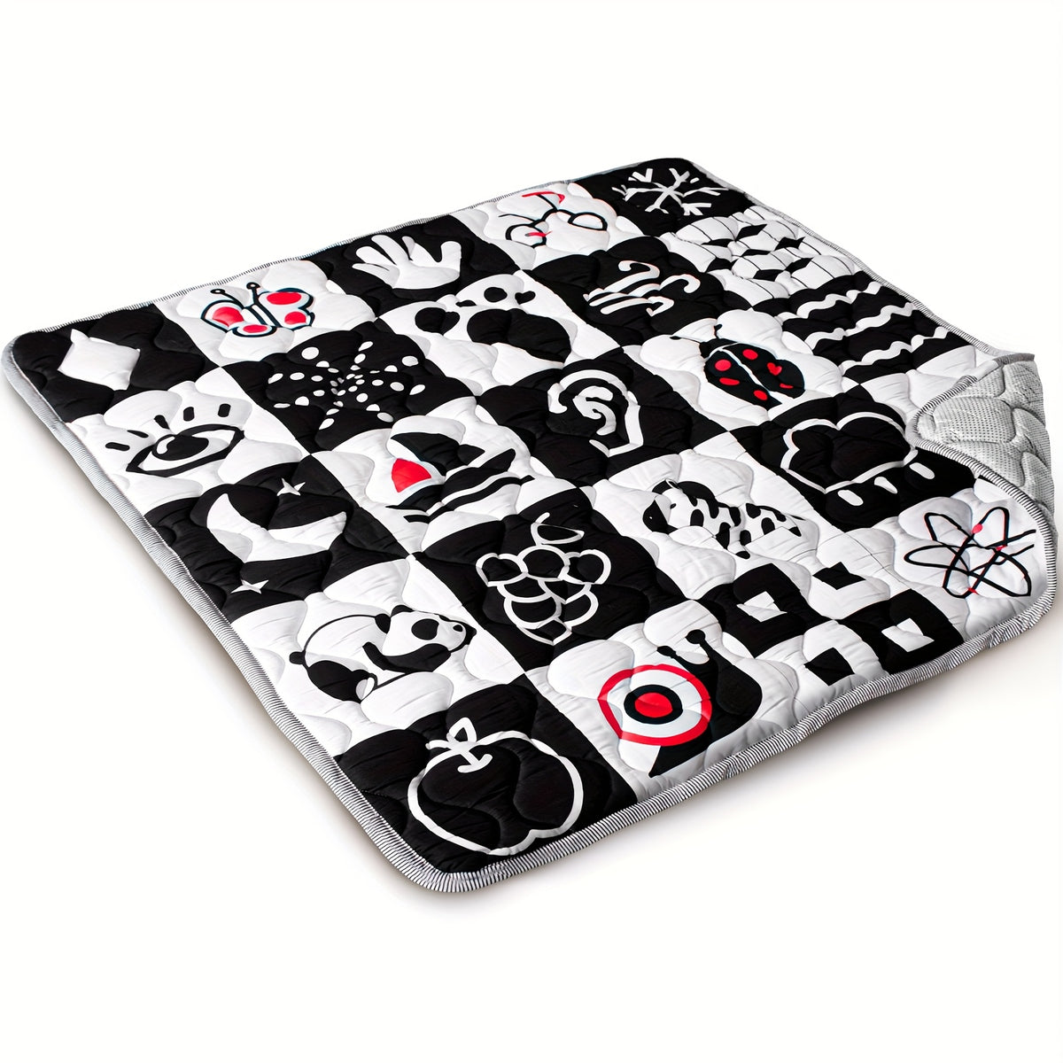 Patterned Baby Floor Mat 50 x 50 Inches, Soft Washable Playpen and Crawling Surface with Anti-Slip Bottom for Tummy Time and Supervised Indoor Play