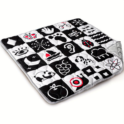 Patterned Baby Floor Mat 50 x 50 Inches, Soft Washable Playpen and Crawling Surface with Anti-Slip Bottom for Tummy Time and Supervised Indoor Play