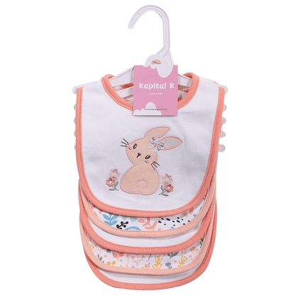 Double-Layer Cotton Baby Bibs 5-Pack with Cartoon Designs, Absorbent Adjustable Feeding Bib Set for Boys and Girls Ages 0–3 Years