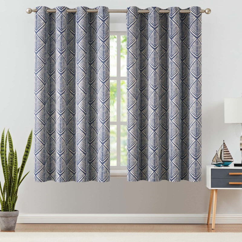 Washable Nursery Blackout Curtains, 2 Polyester Grommet-Top Panels with Thermal Lining in Blue or Matcha Green, Multiple Window Sizes