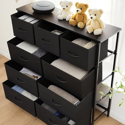 Fabric Drawer Storage Cabinet for Office or Bedroom, Lightweight Wardrobe Organizer with Integrated Slide Rails in Black, Rust or Gray