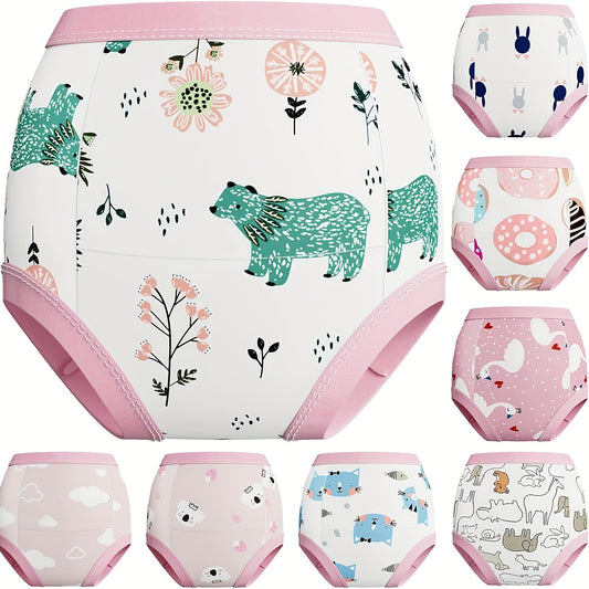 Girls Absorbent Potty Training Underwear, Pink Toddler Toilet Learning Pants for Daytime Practice in 2-3T, 3-4T and 4-5T Sizes