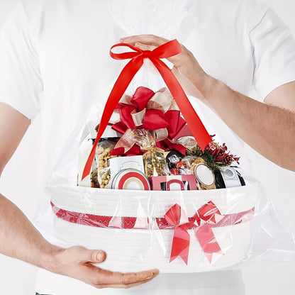 Decorative Gift Baskets with Handles, Pink and White or White and Red Storage Basket Set for Nursery Shelves, Living Room Display and Gifts
