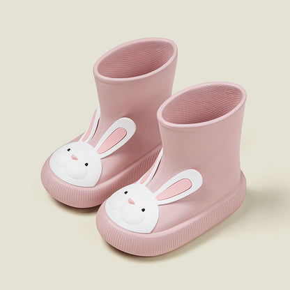 Bunny Paw Rain Boots for Kids, Lightweight Waterproof EVA Boots with Bear & Bunny Designs, Non-Slip Sole and Toddler-to-Big-Kid Sizes for Wet-Weather Play