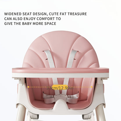 Convertible Baby Feeding Chair with Tray, Adjustable Folding High Chair with Padded Seat and Rocking Configuration for Home Mealtimes