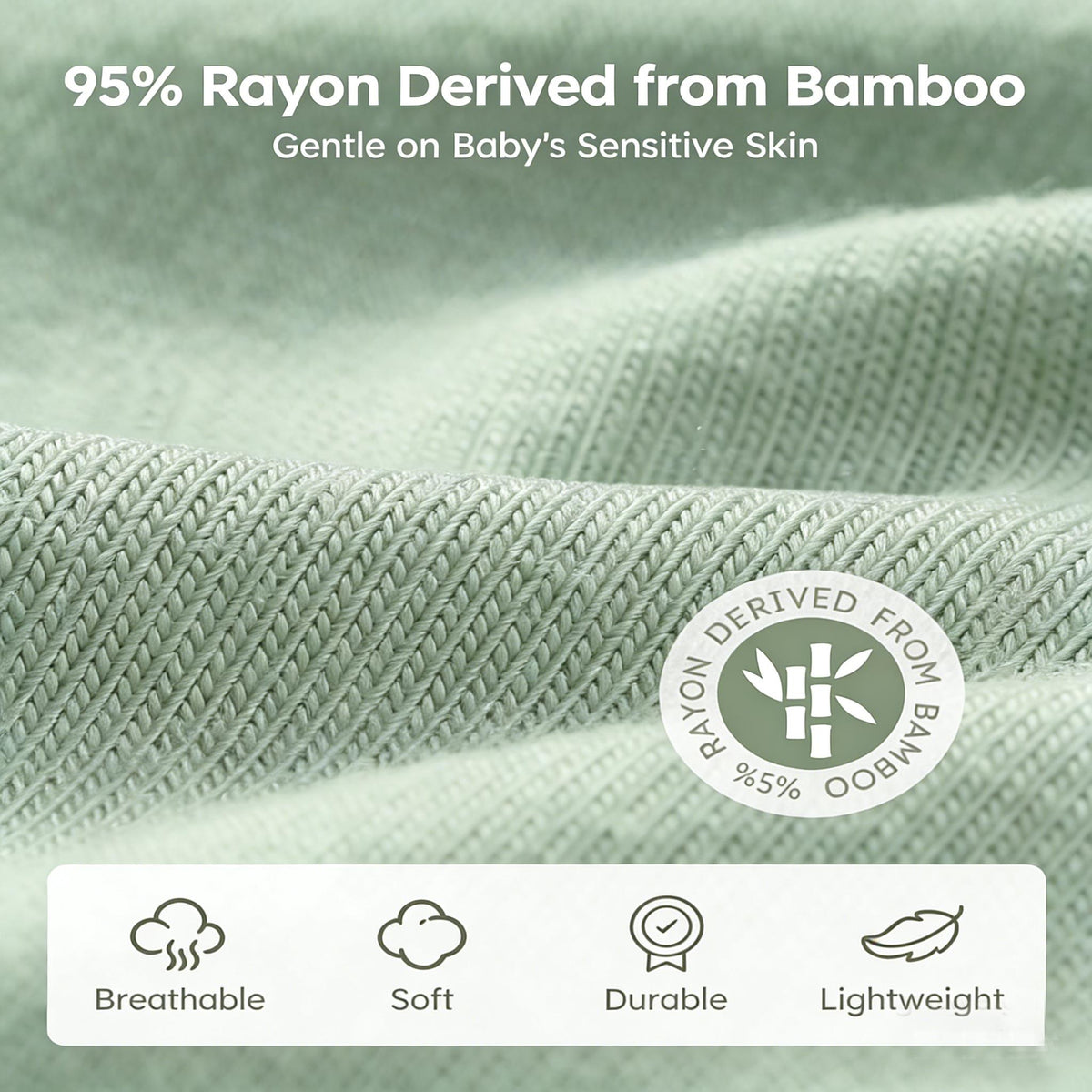 Bamboo Baby Sleep Sack TOG 0.5, Super Soft Wearable Blanket for Infants and Toddlers, Breathable Sleeping Sack with 2-Way Zipper for Easy Diaper Changes, Perfect Baby Shower Gift for Warm Nights