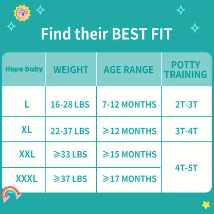 HOPE BABY Pull Ups Potty Training Pants, Premium Training Underwear 64-68 Count – Hypoallergenic Toddler Diapers for Sensitive Skin, Sizes L to XXXL, Comfortable Everyday Potty Training