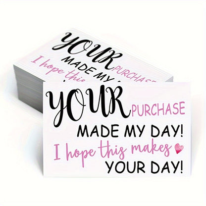 Thank You Cards for Gift Packaging, Bronzing-Style Appreciation Message Cards or Decorative Package Labels for Small Businesses and Gifts, Choose 200 or 400 Pieces