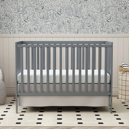 5-in-1 Convertible Crib by Goldzone, New Zealand Pine Wood Baby Crib with 4 Adjustable Mattress Heights, Toddler, Daybed and Full-Bed Options
