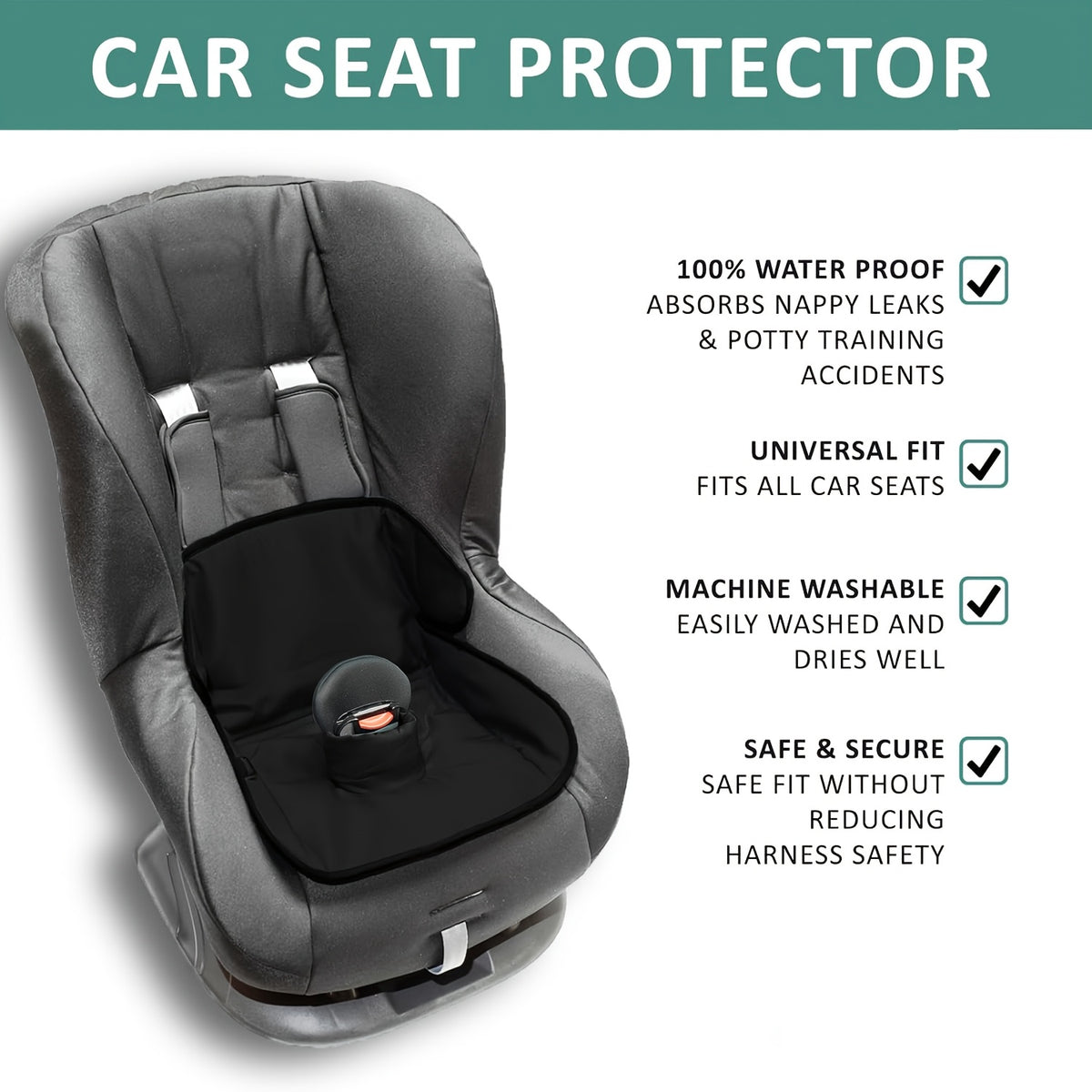 Potty Training Car Seat Pad for Toddlers, Waterproof Quick-Absorbing Washable Seat Protector for Strollers, Rockers and Car Seats, Ages 0-4