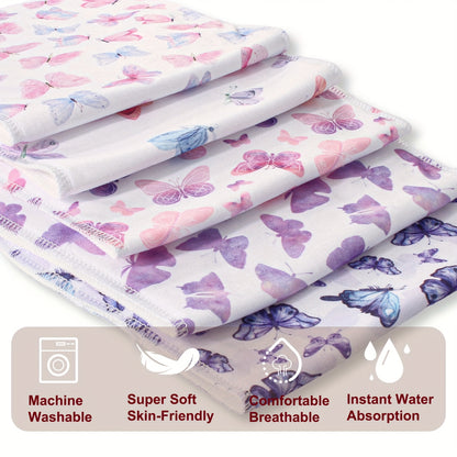 Printed Newborn Burp Cloths, 10-Piece Machine Washable Baby Washcloth and Burp Rag Set with Floral, Butterfly and Fox Style Options for Feeding
