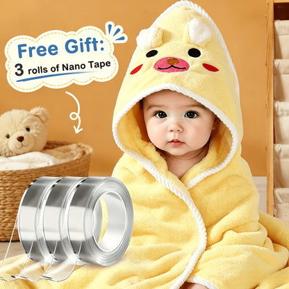 Hooded Baby Bath Towel 31.5 x 31.5 Inches, Soft Absorbent Polyester Bath Wrap with Reinforced Edges for Supervised After-Bath Drying in Pink or Sky Blue