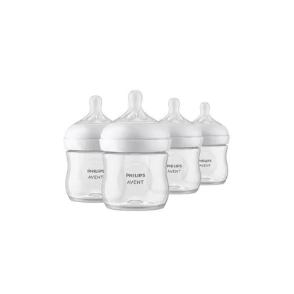 Philips Avent Natural Baby Bottle Set, 4 oz Clear Feeding Bottles in a 4-Pack for Newborn Feeding Routines, Home, Travel and Baby Shower Gifts