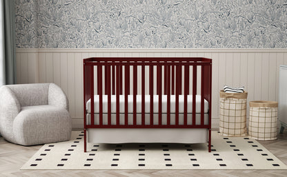 5-in-1 Convertible Crib by Goldzone, New Zealand Pine Wood Baby Crib with 4 Adjustable Mattress Heights, Toddler, Daybed and Full-Bed Options