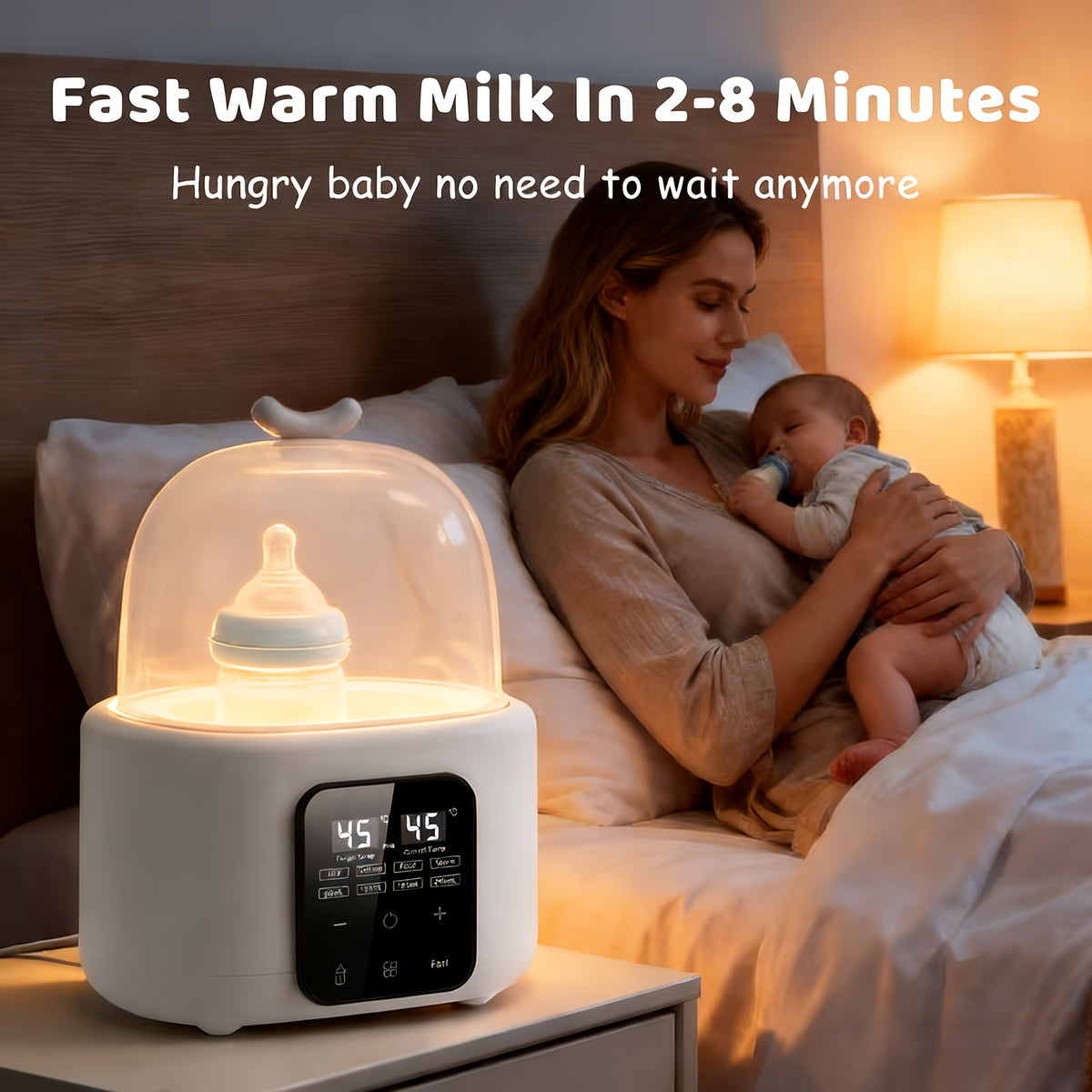 Dual Baby Bottle Warmer for Breast Milk and Formula, 6-in-1 Countertop Milk Heater with Timer, Defrost, Keep-Warm and Baby Food Jar Heating