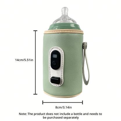 USB Bottle Warmer Sleeve with Digital Temperature Display, Cochildor Milk Warming Cover for Compatible Breastmilk and Formula Bottles in Green or Pink
