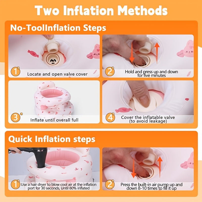 Inflatable Baby Sit-Up Chair Seat for Learning to Sit, Spine-Safe Infant Sitting Support Sofa, Portable Posture Training Gadget for Babies Practicing Independent Upright Sitting at Home