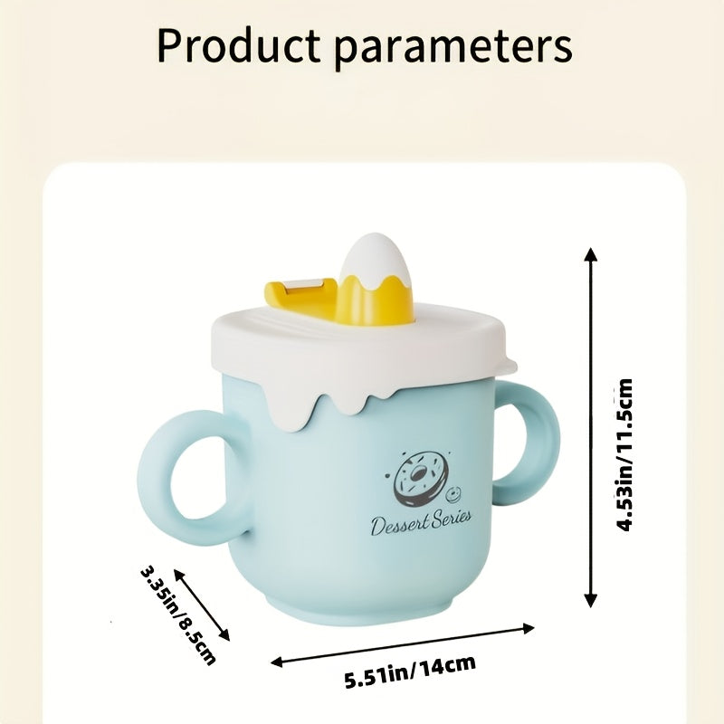 Toddler Straw Cup with 316 Stainless Steel Liner, 8.79 oz Handled Sippy Cup with Measurement Scale in Butter Yellow or Apple Green for Daily Drinks