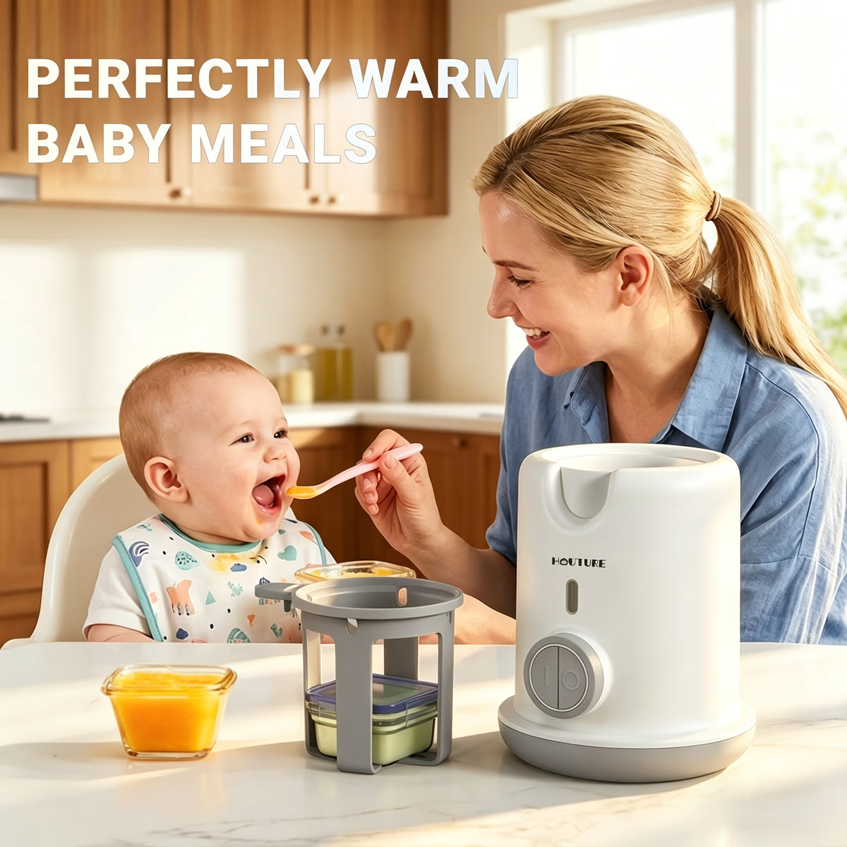 3-Minute Baby Bottle Warmer & Steam Sterilizer with Anti-Dry-Burn Protection and Automatic Shut-Off for Convenient Daily Bottle Preparation