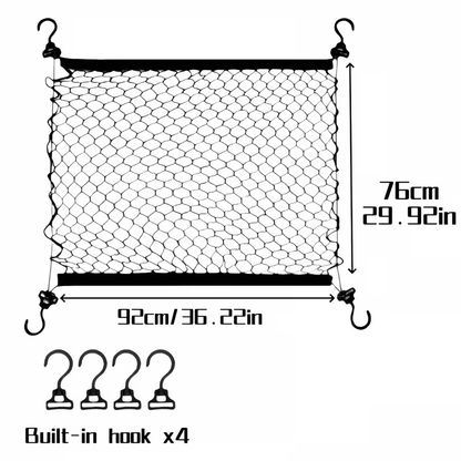 Wagon Cargo Net with 4 Hooks, Black Elastic Mesh Storage Cover for Outdoor Camping Carts, Garden Wagons and Family Outing Gear