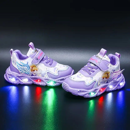LED Light-Up Sneakers for Girls - Glow-in-the-Dark Casual Running Shoes, Fun Princess Style Light Up Shoes for Little Girls, Lightweight Everyday Wear