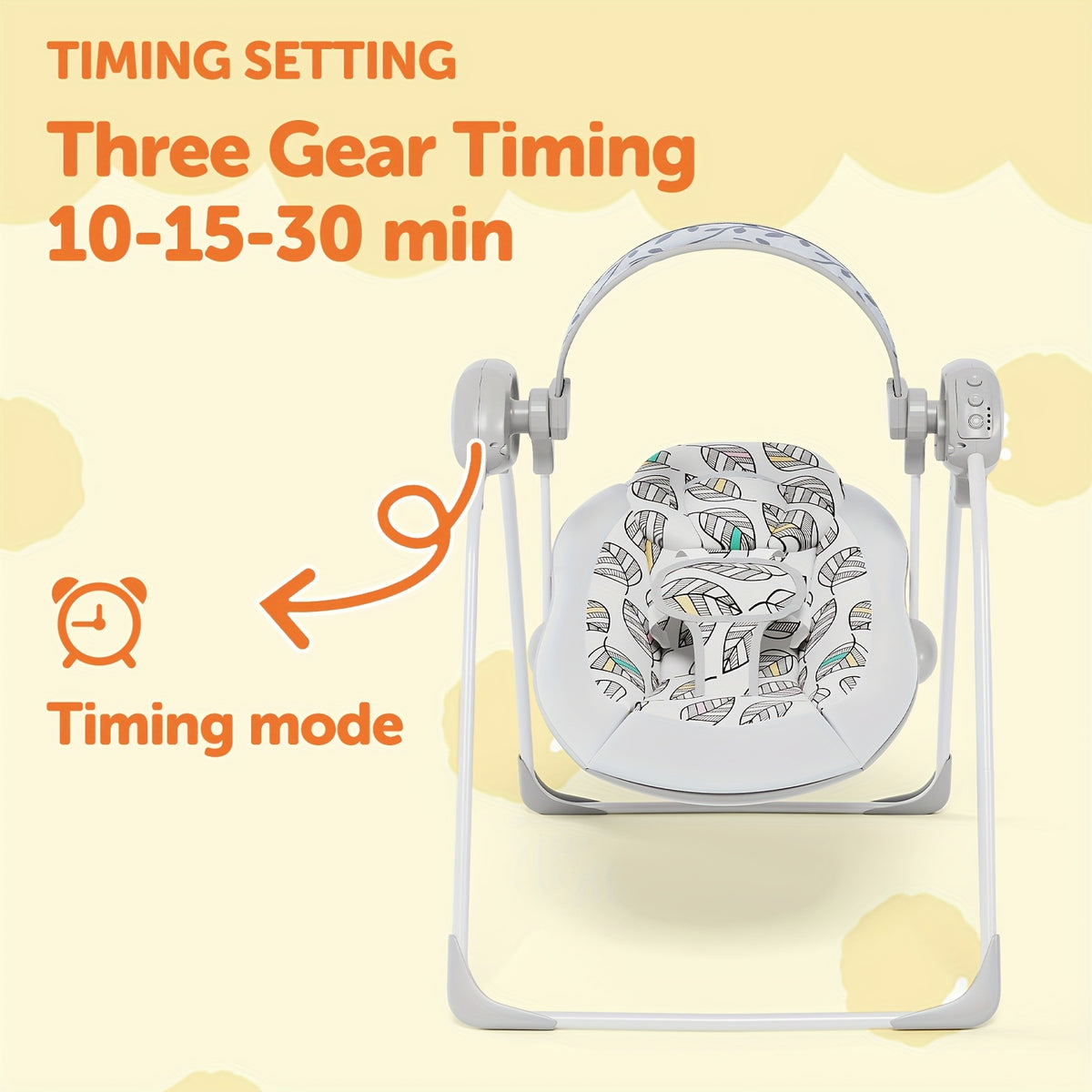 Timer Baby Swing for Supervised Awake Time, Portable Infant Seat in Gray or Pink, Listed 0–6 Months and 6–20 lbs for Everyday Use