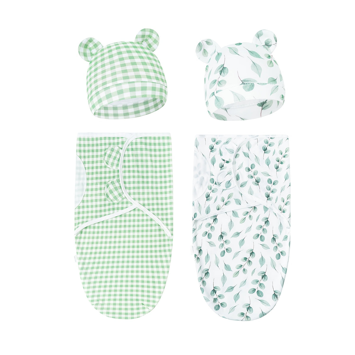 Newborn Blanket and Hat Set for 0 to 3 Months, Coordinated Baby Wrap and Cap in Multiple Color and Print Styles for Coming-Home Photos and Gifting