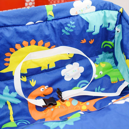 Baby Shopping Cart Seat Cover and High Chair Cushion, Portable Machine-Washable Padded Seat with Safety Straps and Attached Storage Bag
