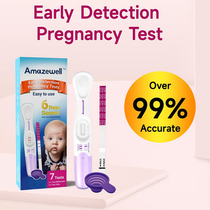 Home Pregnancy Test Kit with 2 Midstream Tests, 5 hCG Test Strips and Reusable Collapsible Urine Cup for Private At-Home Testing