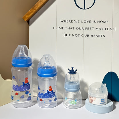 Wide Neck Baby Bottle Gift Set with Covered Feeding Bottles, Pink Green or Blue Options for Everyday Feeding and Baby Shower Gifting