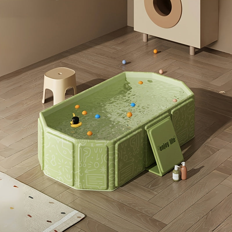 Space-Saving Foldable Kids Bathtub with Non-Slip Base, Portable Collapsible Bath Tub for Small Bathrooms, Family Travel and Easy Storage