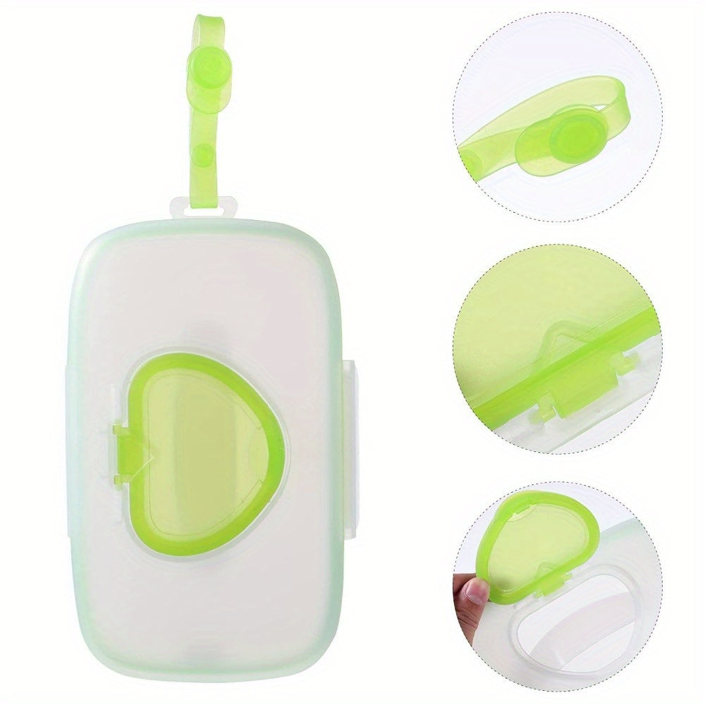 Heart-Shaped Compact Wipes Dispenser with Transparent Lid, Portable Single Wet Wipe Holder with Ergonomic Handle – Ideal for Face Masks, Baby Wipes & Travel Essentials, Available in Various Colors