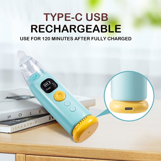 Adjustable-Suction Baby Nose Cleaner in Green, Electric Nasal Aspirator with 3 Soft Silicone Tips, Music and Light for Infant Care
