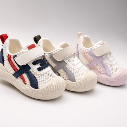 Toddler Mesh Walking Shoes for Boys and Girls, Breathable Spring & Summer Baby Sneakers for Kindergarten, Available in Pink, Camel and Blue, US 4-9 Toddler Sizes