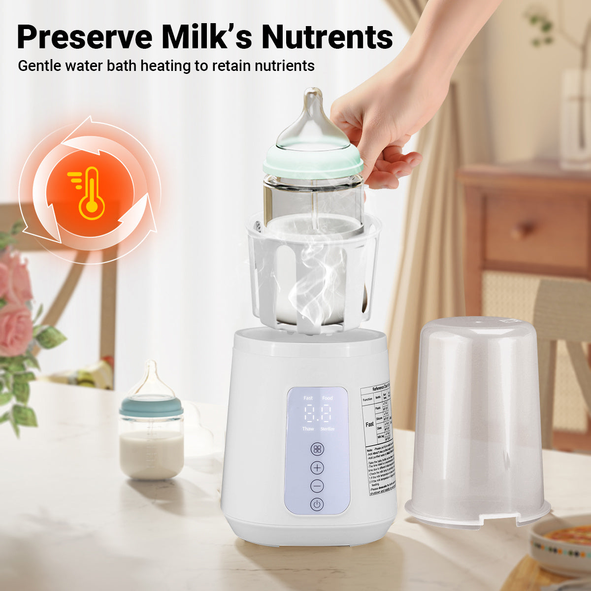12-in-1 Baby Bottle Warmer with Timer, Fast Milk Heater for Breastmilk and Formula, Keep Warm, Thawing and Baby Food Jar Heating