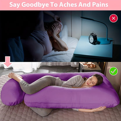 J-Shaped Full Body Pregnancy Pillow, 62-Inch Maternity Pillow with Removable Pillowcase, Large Size Back to Leg Support for Comfortable Pregnancy Sleep, Great Baby Shower and Holiday Gift