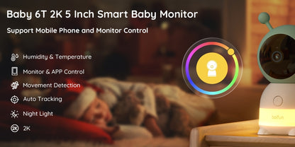 2K WiFi Baby Monitor with 5-Inch Screen and Camera, BOIFUN Nursery Video Monitor with Night Vision, Auto Tracking, Two-Way Audio and Smartphone App