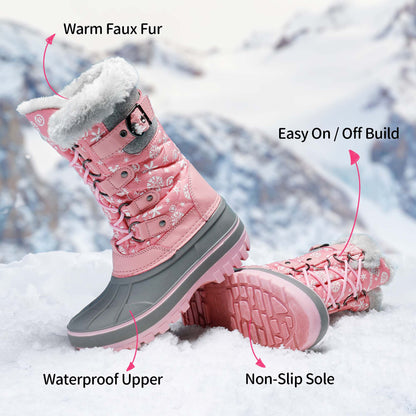 Waterproof Kids Snow Boots by DREAM PAIRS, Thermolite-Insulated Winter Footwear with One-Pull Bungee Laces for Toddler, Little Kid and Big Kid