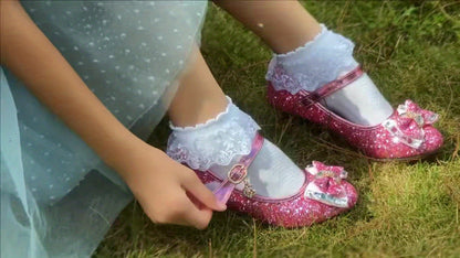 Dazzling Glitter Stone Mary Jane Party Heels for Girls - Sparkly Shoes with Round Toe & Magic Tape Closure, Perfect for Flower Girl, Wedding & Birthday Celebrations, Toddler to Big Kid Sizes