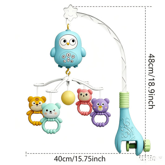 Rotating Baby Musical Toy with Detachable Animal Bells, Lullaby Sound and Night Light for Nursery Soothing, 360-Degree Music Device in Color Options